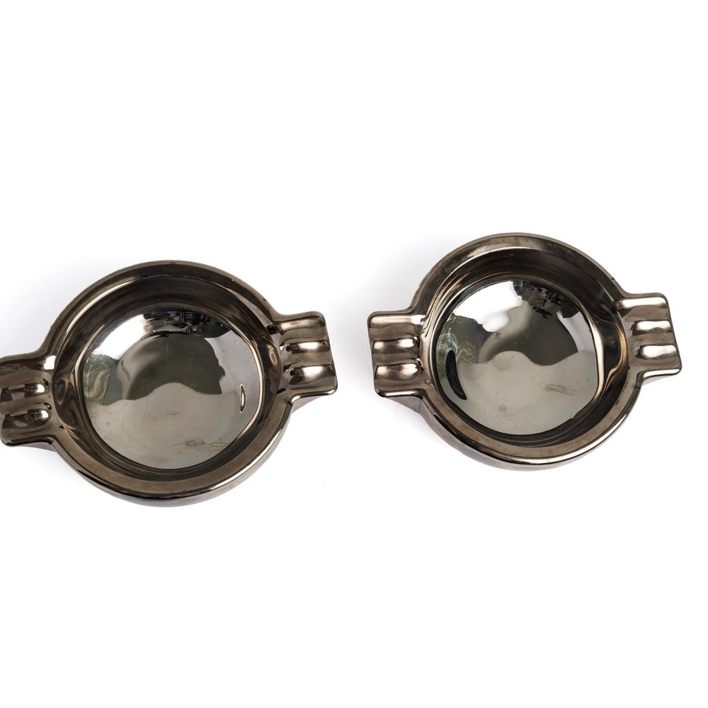 Vintage Mercury Glass Ashtrays Art Deco Set of Two Vanity Catchall Ring Dishes - Picture 4 of 7